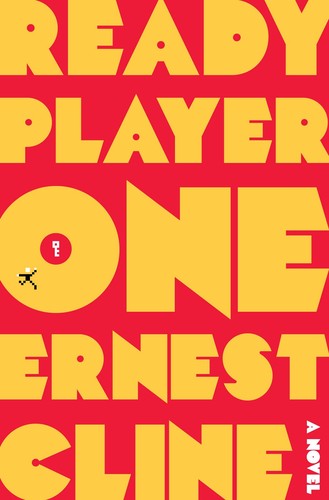 Cover of the Ready Player One paperback edition by Ernest Cline, showing a glowing arcade-style OASIS logo against a dark cityscape