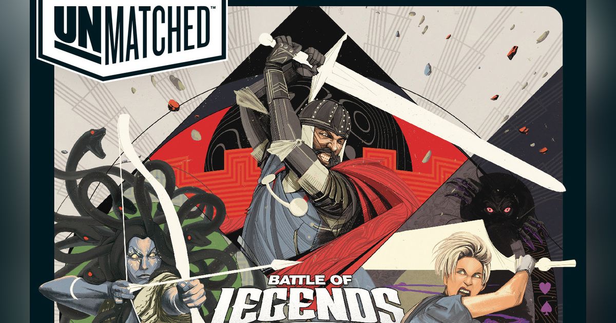 Box art collage for the Unmatched game system showing various matched fighter characters from across the line's sets